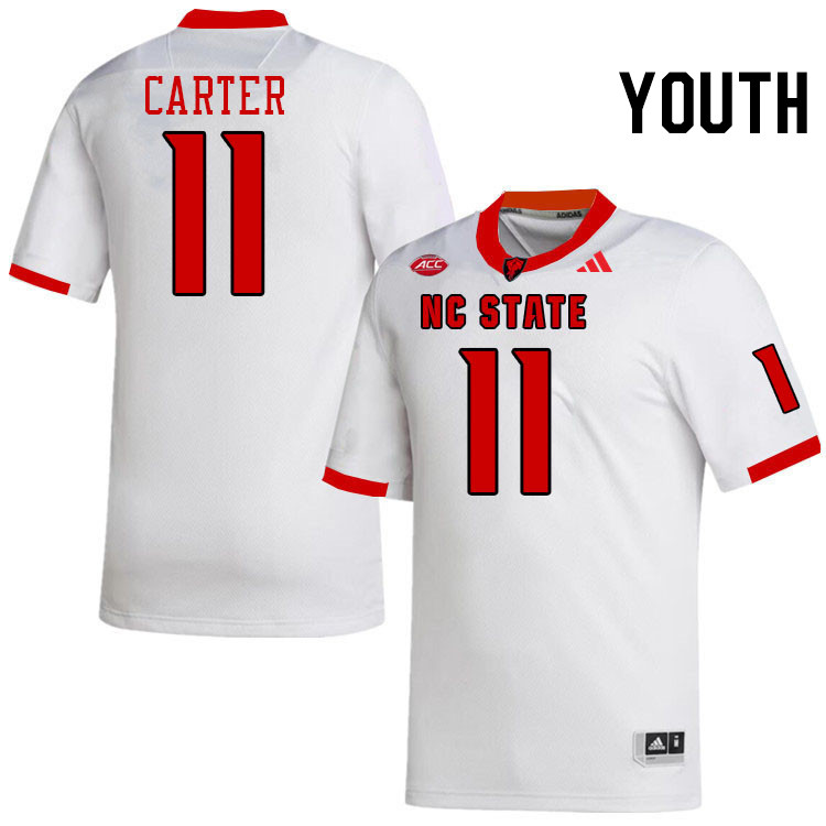 Youth #11 Ja'Had Carter NC State Wolfpack College Football Jerseys Stitched-White